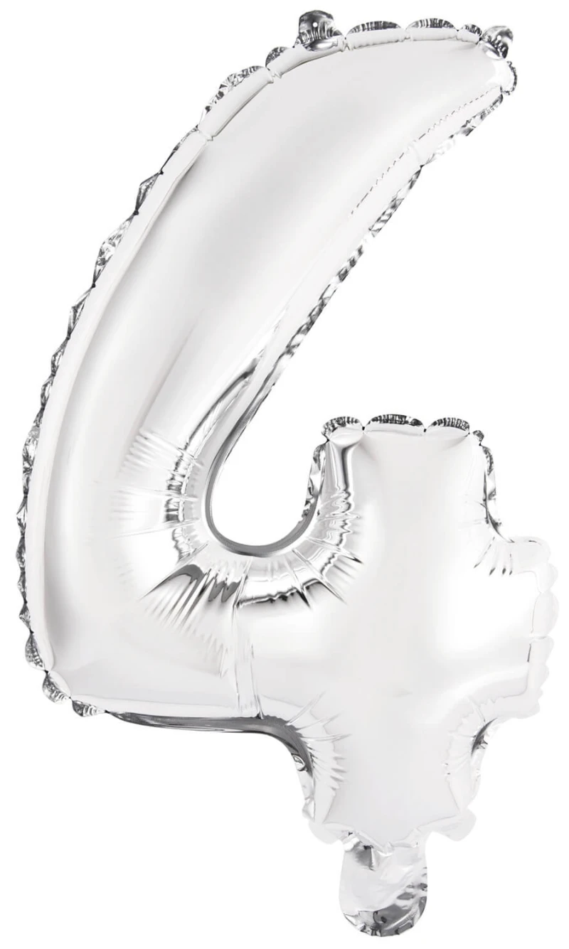 Mini Number 4 Silver Foil Balloon - 35cm