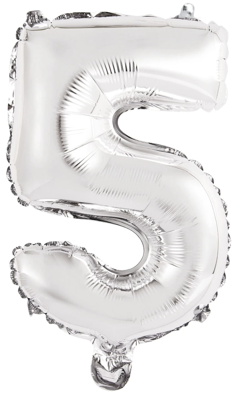 Mini Number 5 Silver Foil Balloon - 35cm