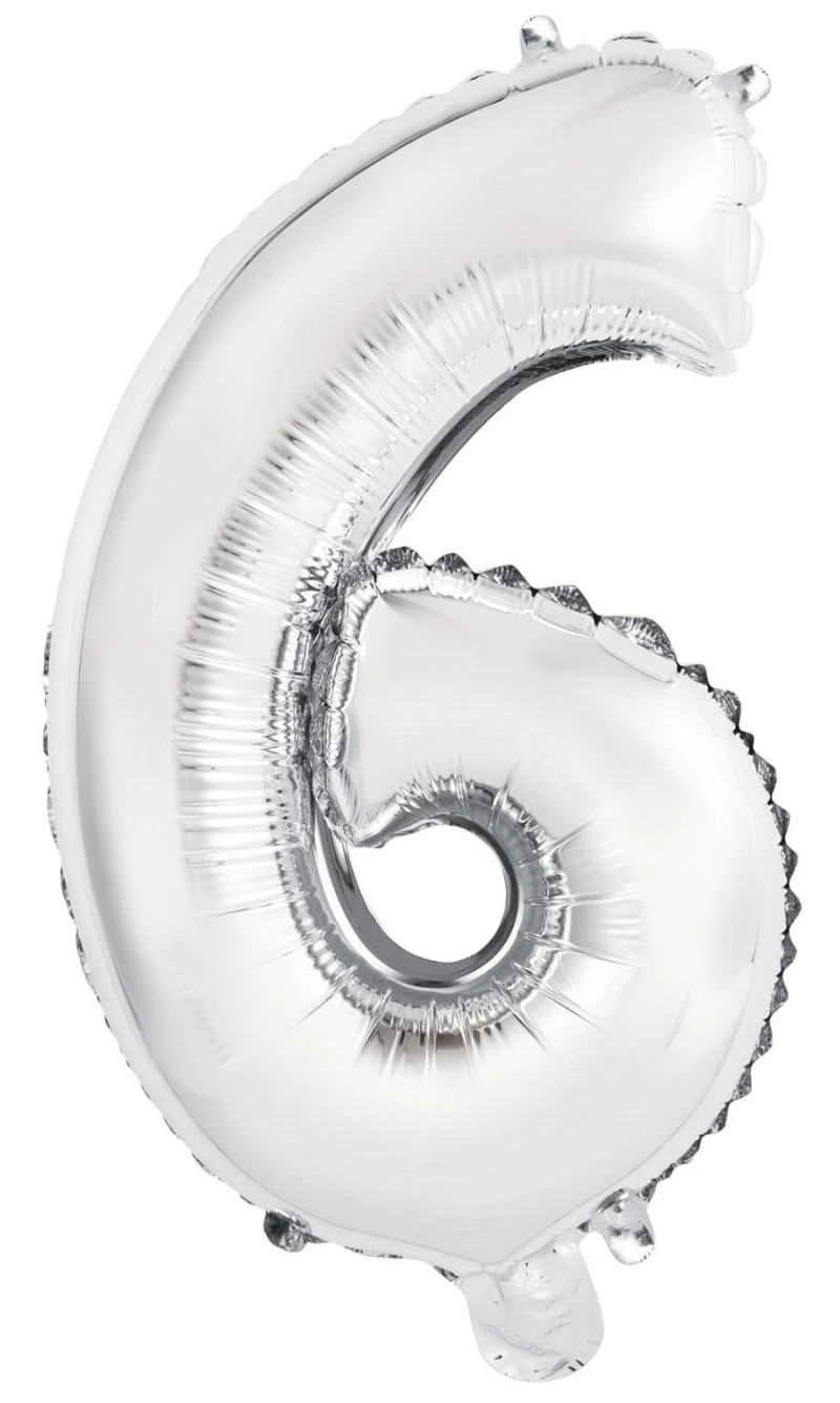Mini Number 6 Silver Foil Balloon - 35cm