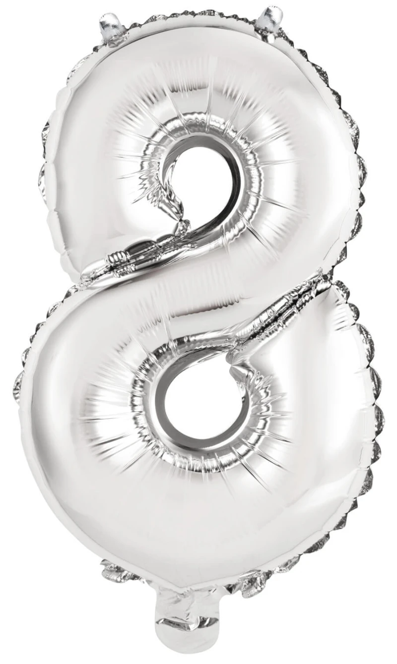 Mini Number 8 Silver Foil Balloon - 35cm