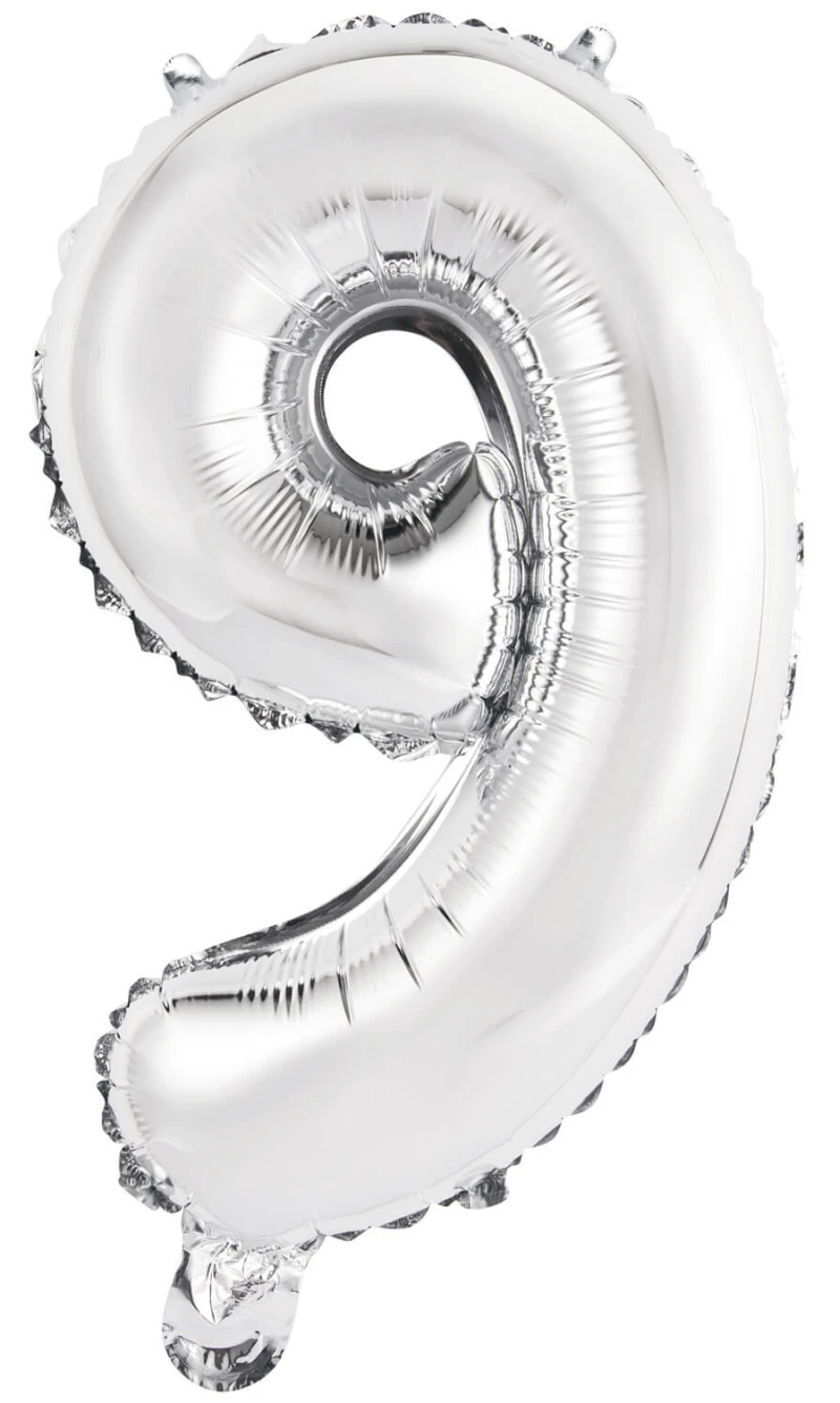 Mini Number 9 Silver Foil Balloon - 35cm