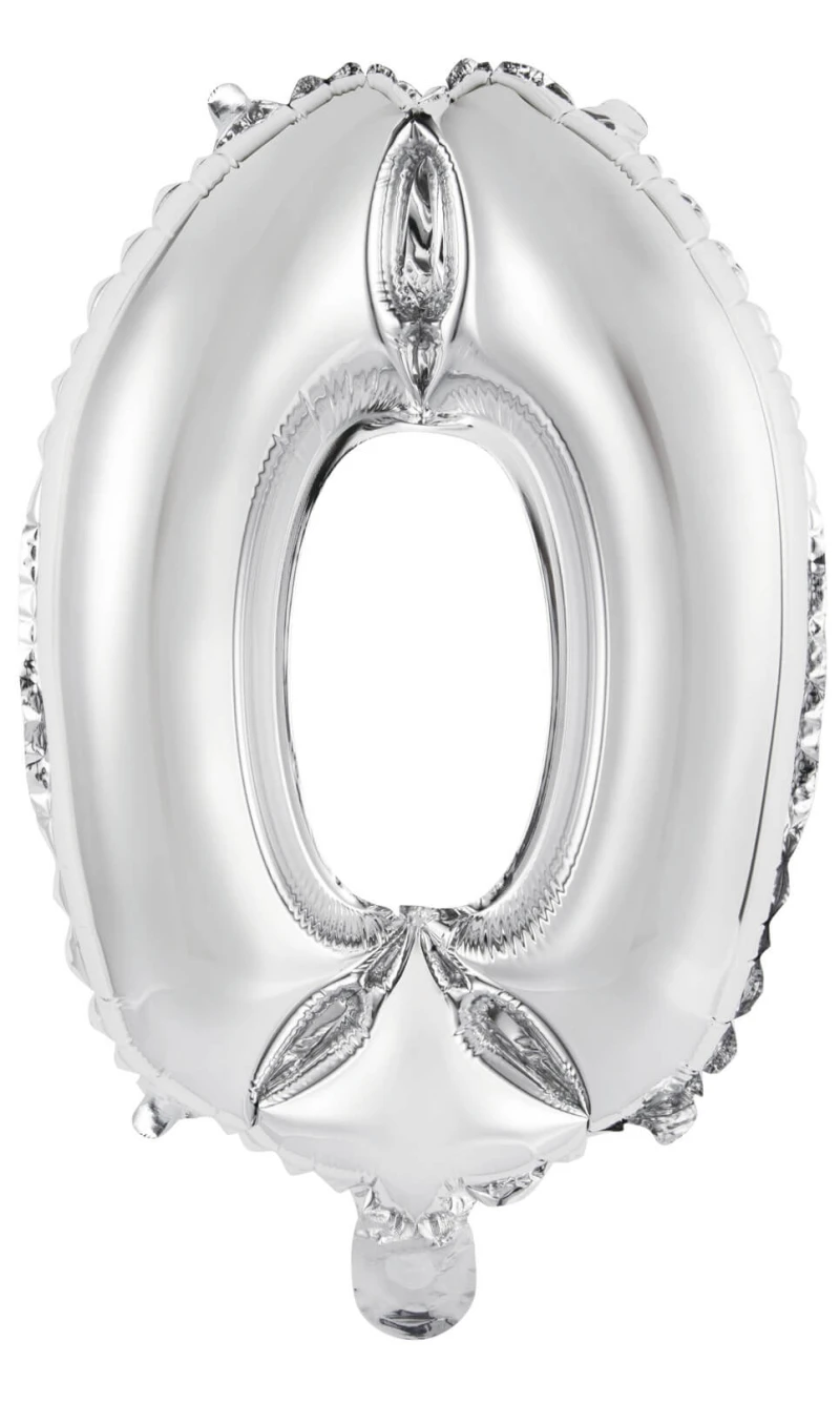 Mini Number 0 Silver Foil Balloon - 35cm