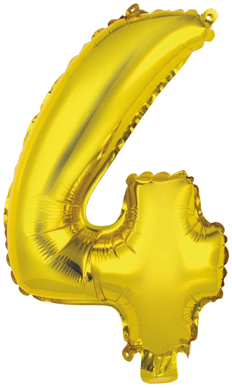 Mini Number 4 Gold Foil Balloon - 35cm