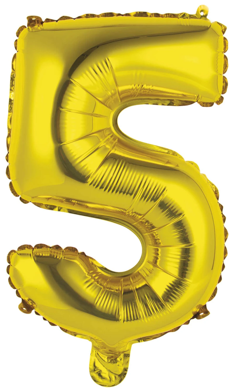 Mini Number 5 Gold Foil Balloon - 35cm