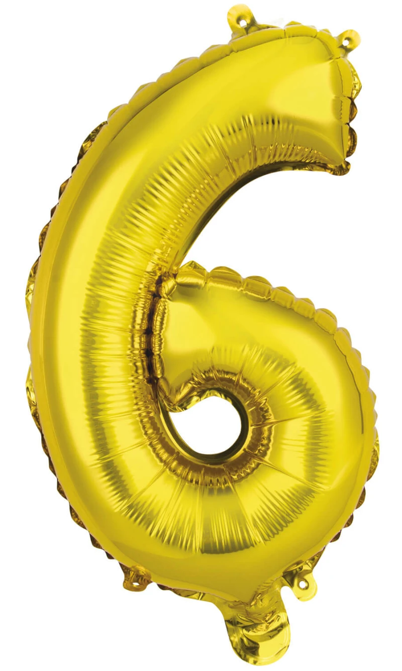 Mini Number 6 Gold Foil Balloon - 35cm