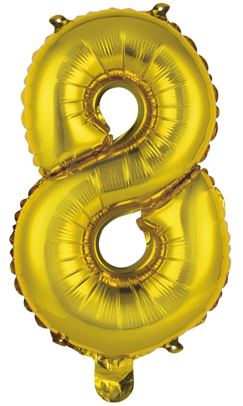Mini Number 8 Gold Foil Balloon - 35cm