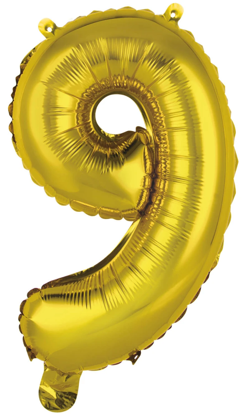 Mini Number 9 Gold Foil Balloon - 35cm