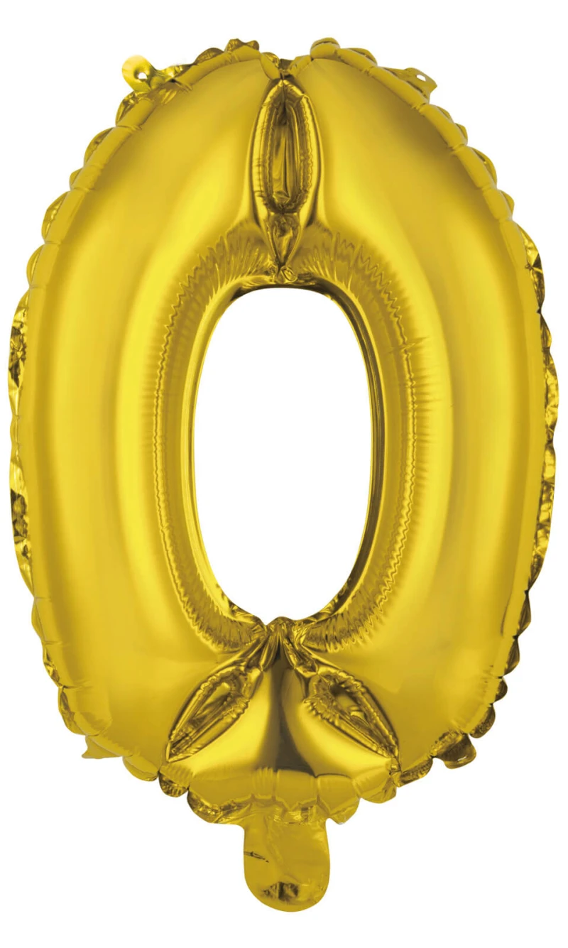 Mini Number 0 Gold Foil Balloon - 35cm