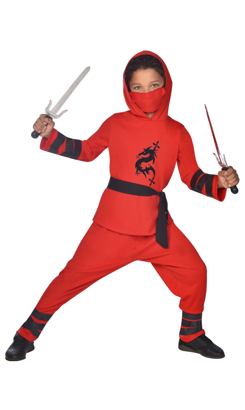Ninja Warrior Red Costume - Age 4 to 6 Years
