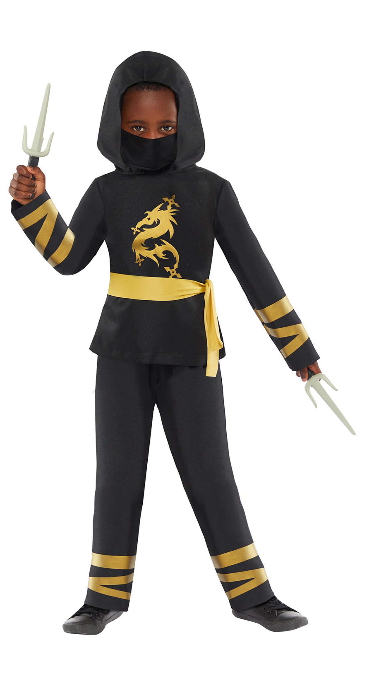 Ninja Warrior Gold & Black Costume - Age 6 to 8 Years