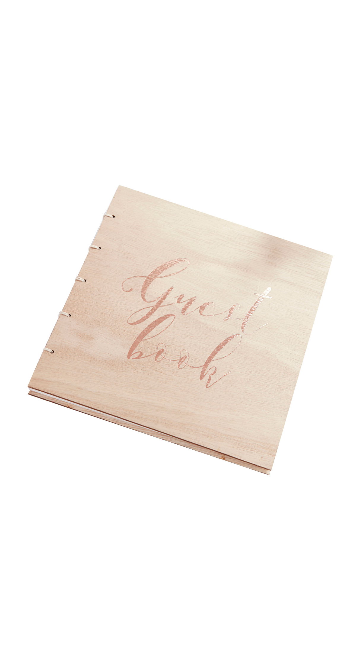 Rose Gold Wooden Wedding Guest Book - 22cm(W) x 23cm)H)