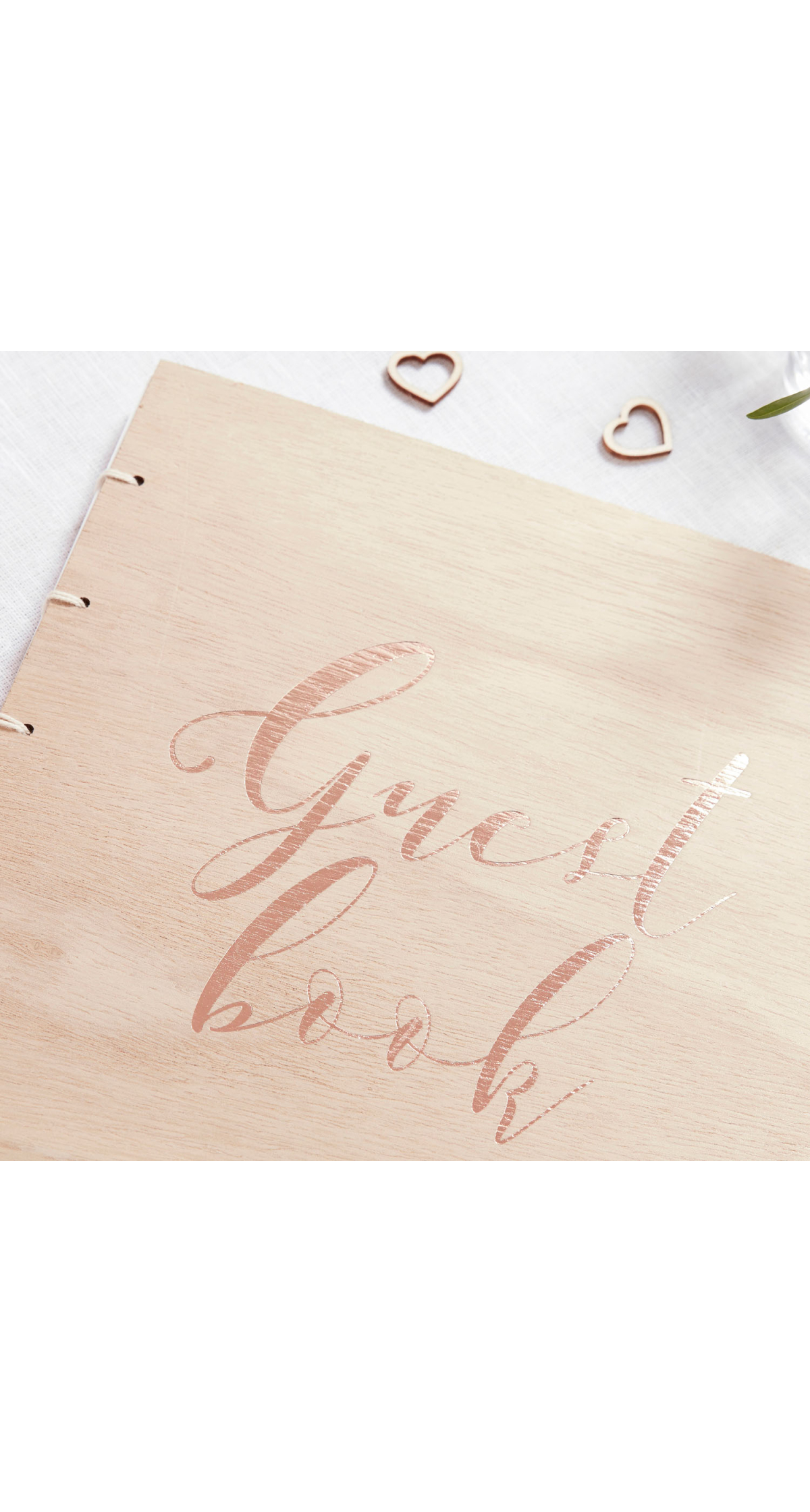 Rose Gold Wooden Wedding Guest Book - 22cm(W) x 23cm)H)
