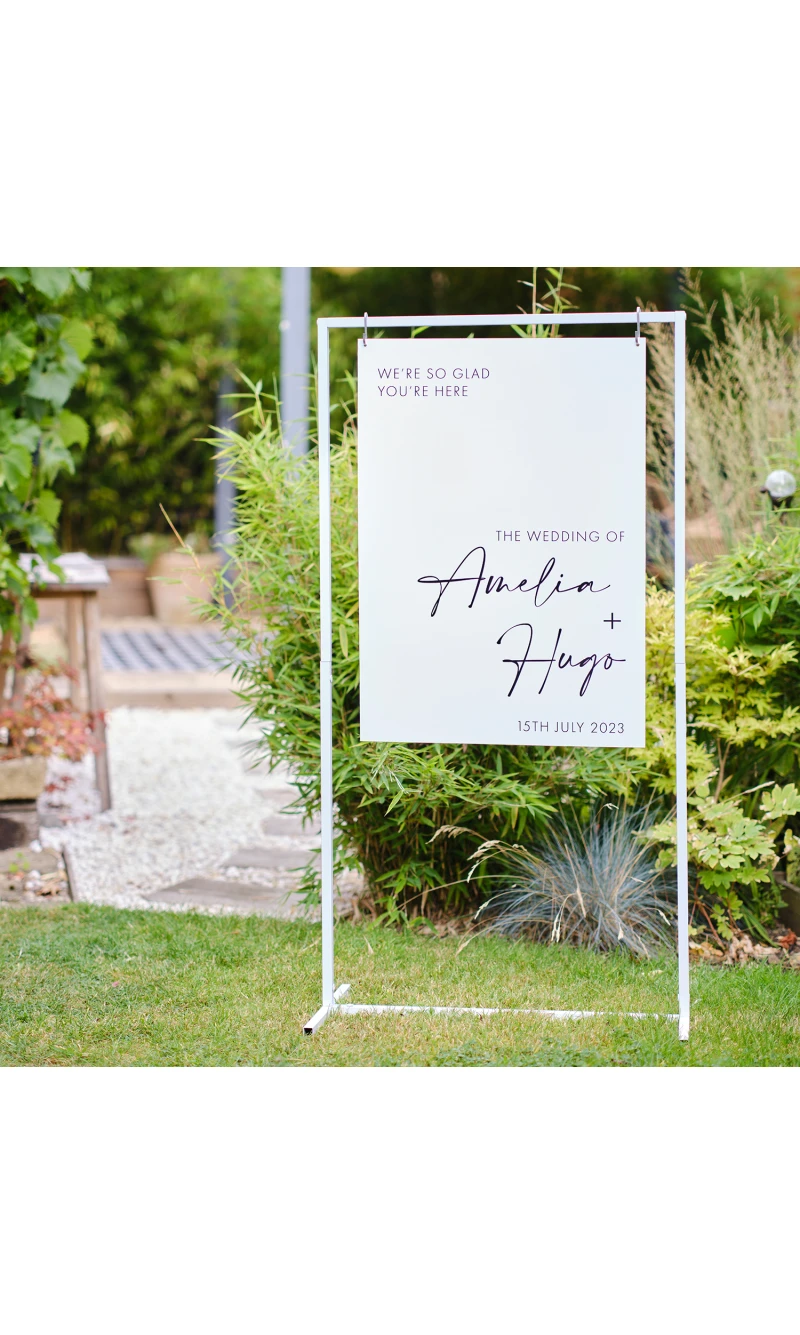 White Metal Frame Sign Stand - 1.45m (H) x 76cm (W)