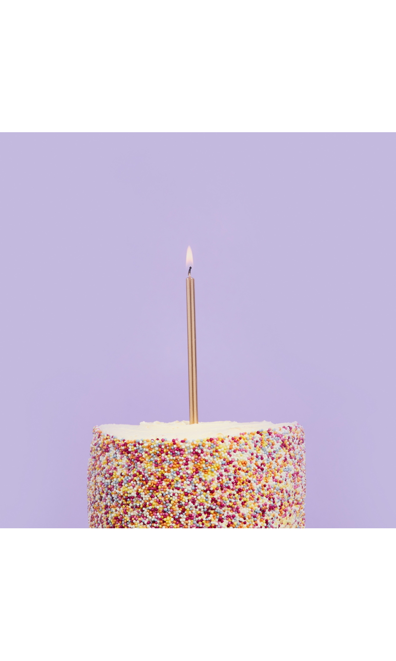 Gold Skinny Candles & Holders 95mm (12pk)