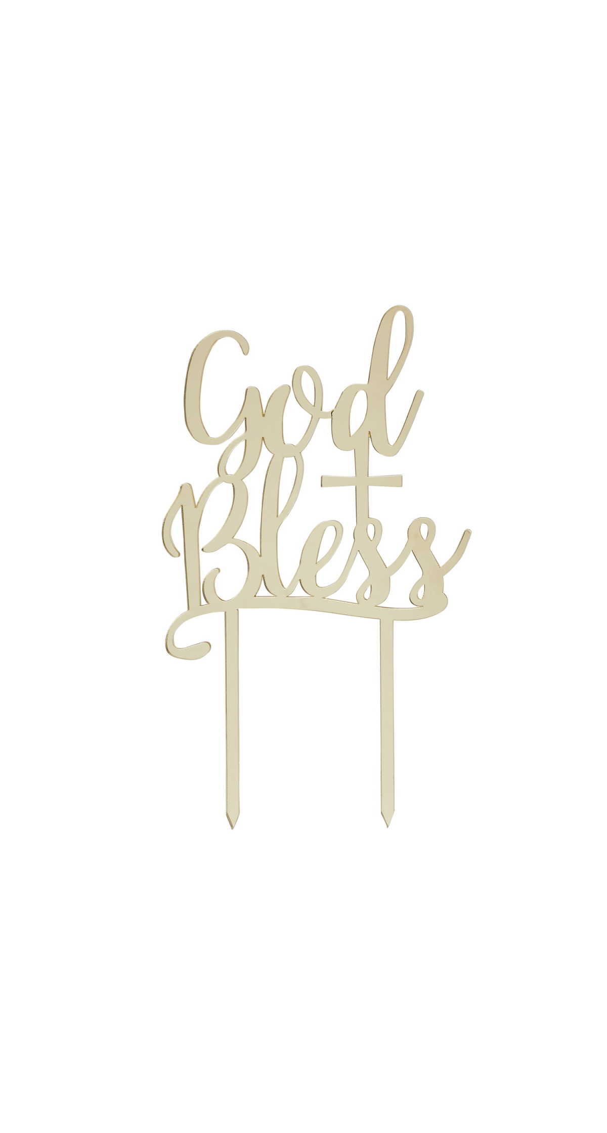 Communion Gold Acrylic God Bless Cake Topper 123x209mm