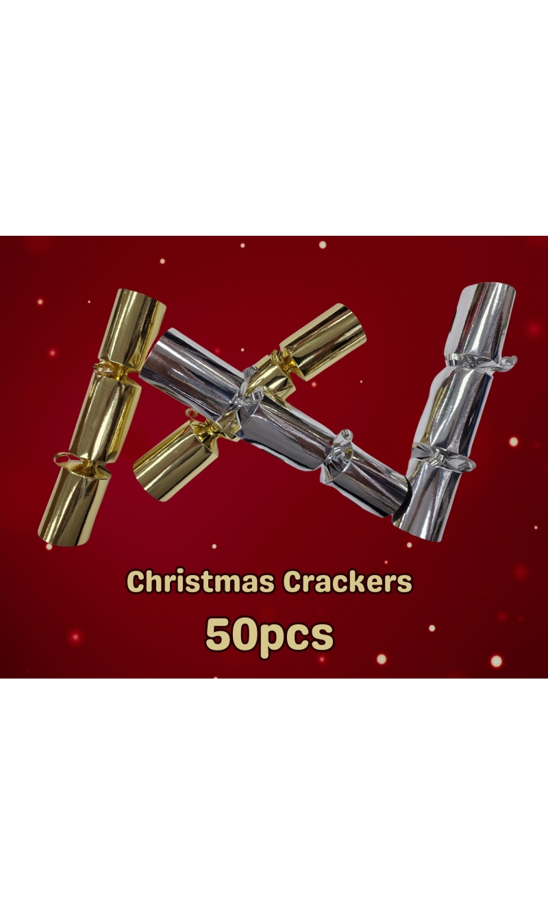Christmas Crackers Gold & Silver 23cm Catering - 50pcs