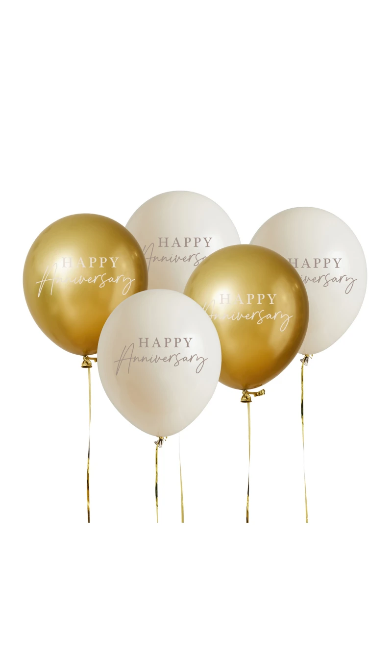 Anniversary 12 Inch Latex Balloons 5 Pack