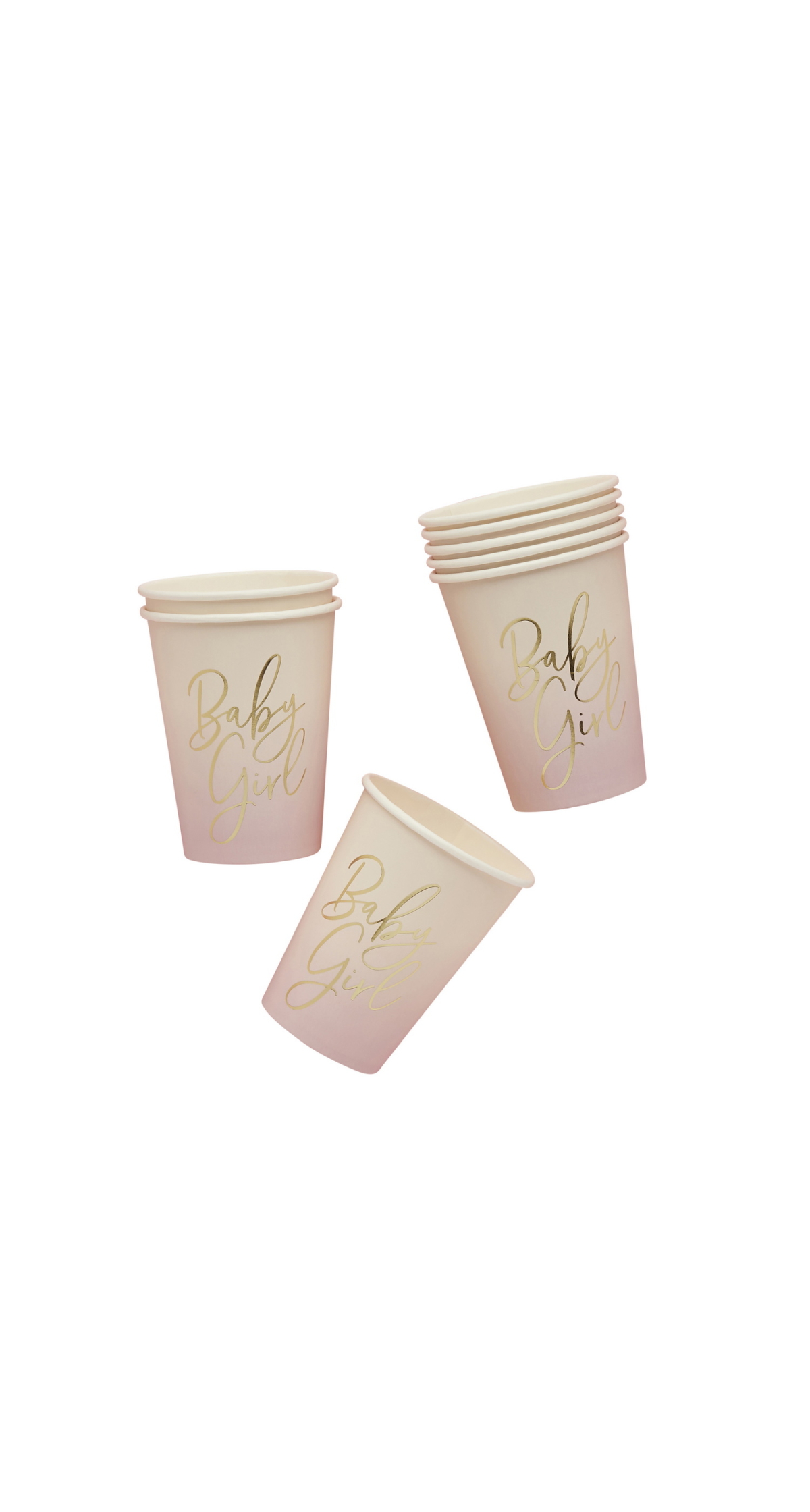Pink Baby Girl Paper Cups 8pk - Image 3