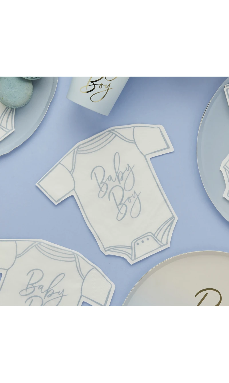 Blue Baby Boy Babygrow Paper Napkins 16Pcs