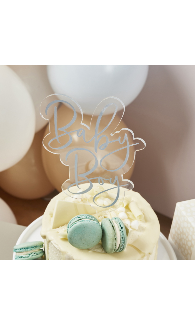 Blue Baby Boy Acrylic Cake Topper