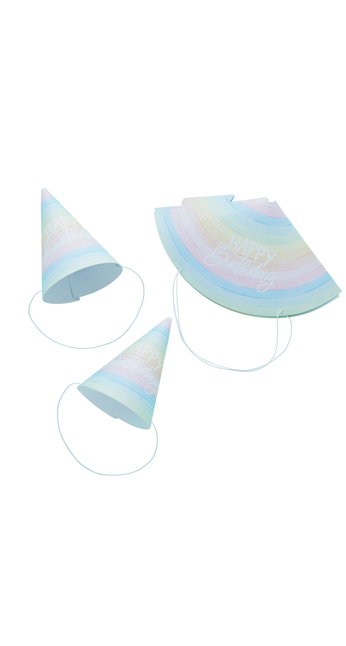 Eco Rainbow Happy Birthday Paper Hats 10Pcs - Image 3