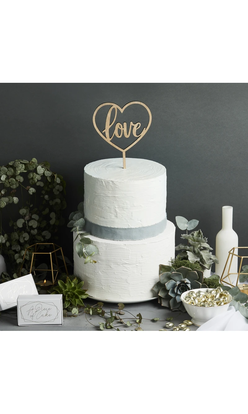 Wooden Cake Topper Love  140x230mm