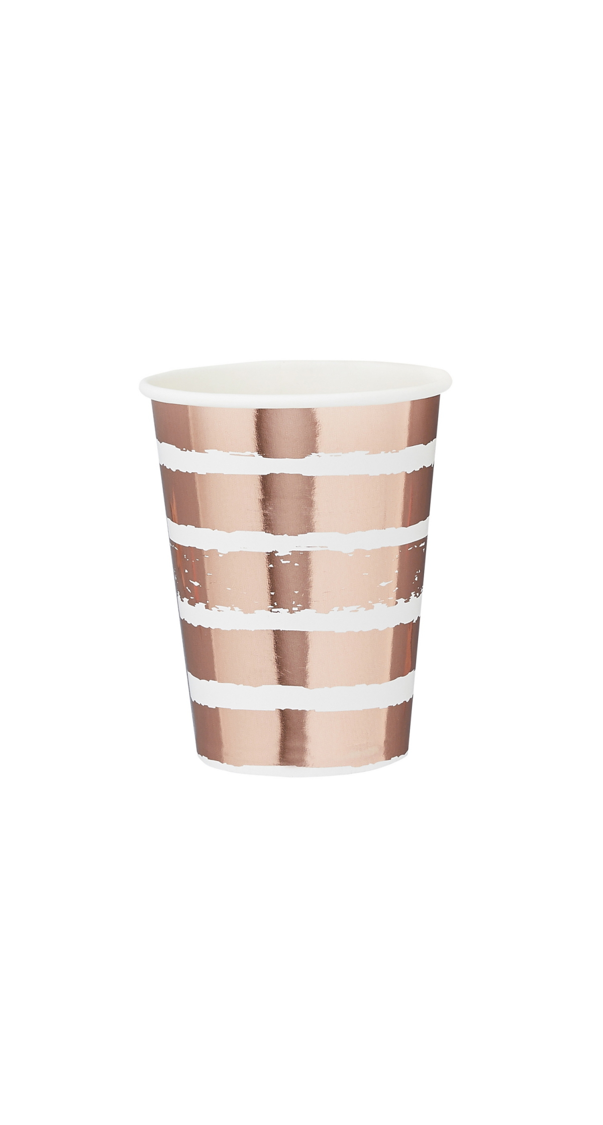 Rose Gold Striped Paper Cups 8pk (75x95mm) - Image 2