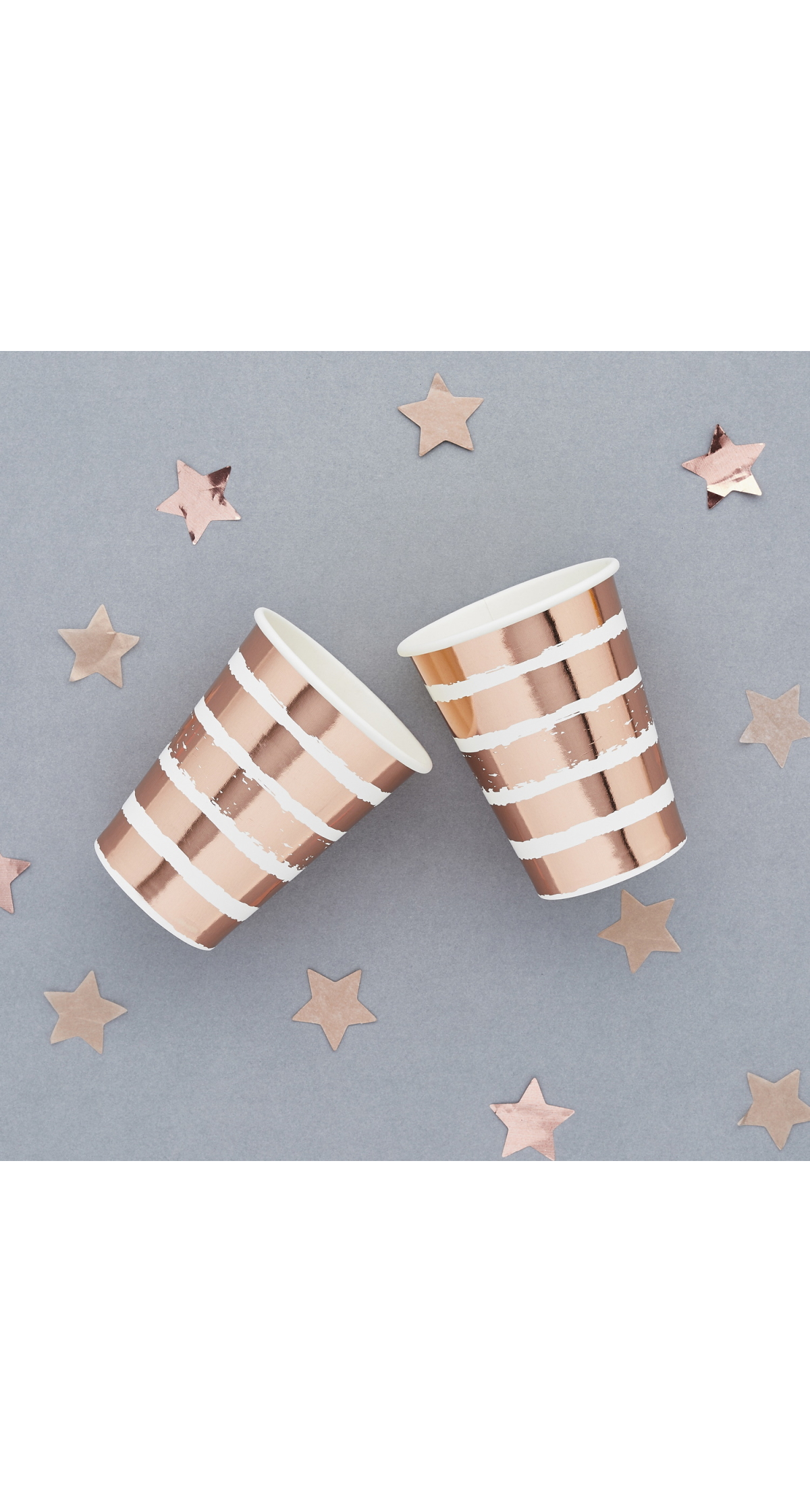 Rose Gold Striped Paper Cups 8pk (75x95mm)