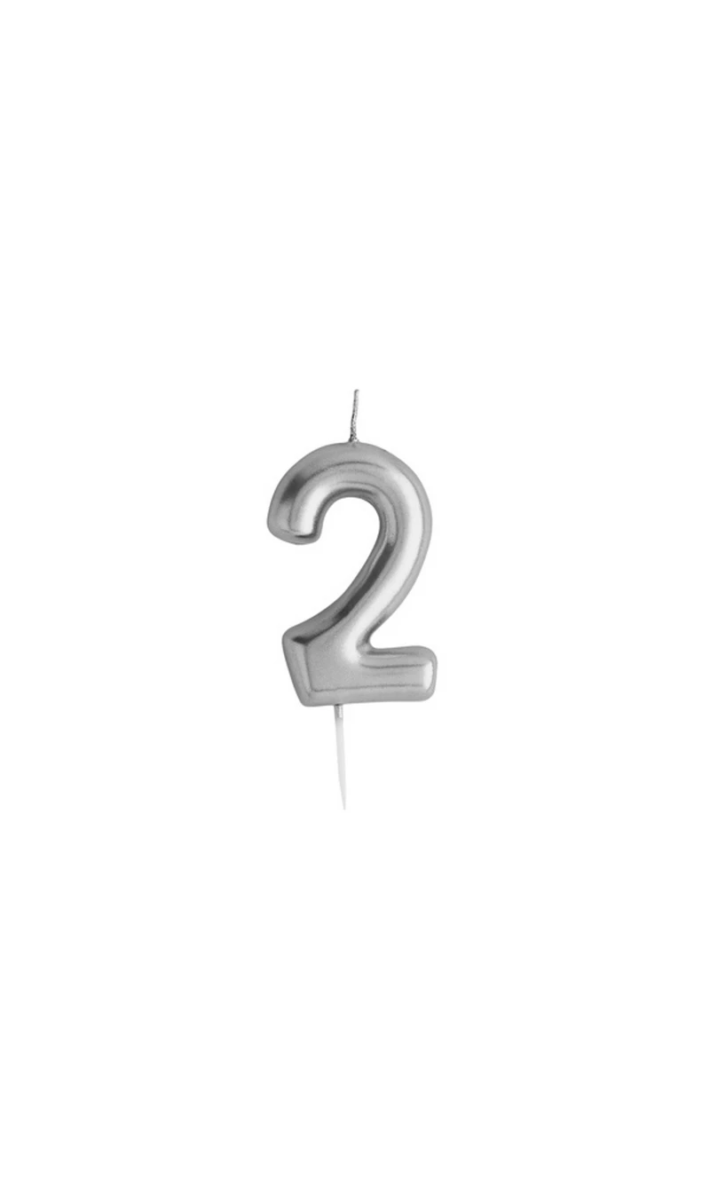 Silver No.2 Candle (H)83x(W)37mm