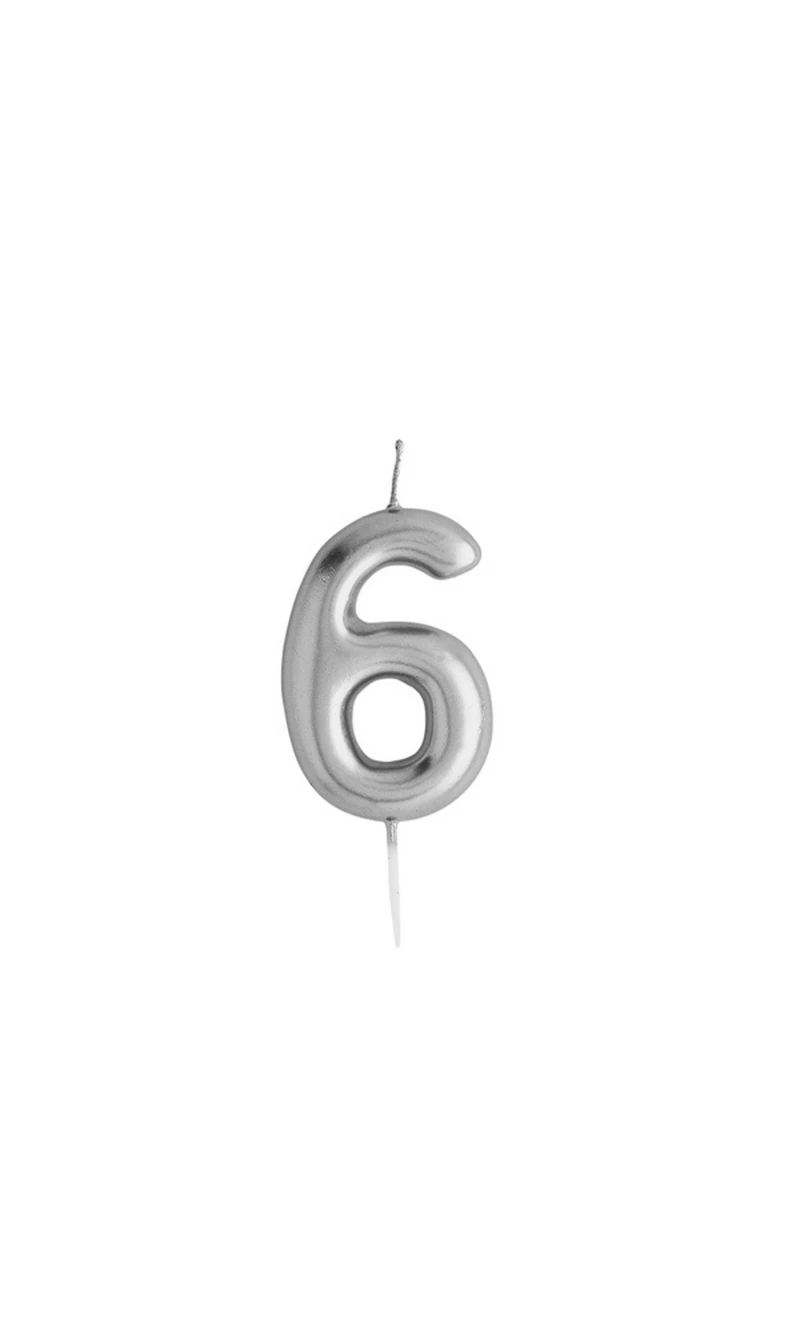Silver No.6 Candle (H)85x(W)41mm