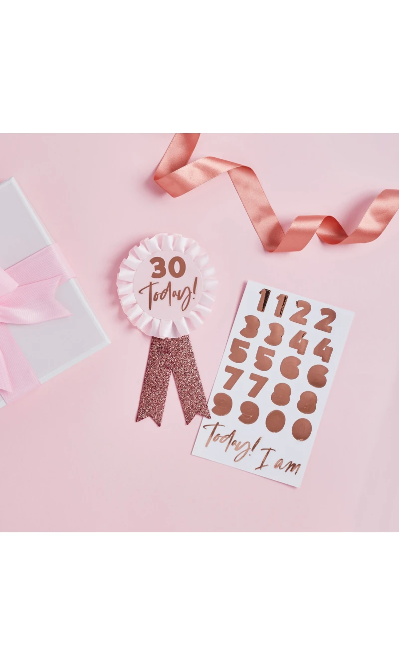 Rose Gold Milestone Birthday Badge Personalised With Stickers