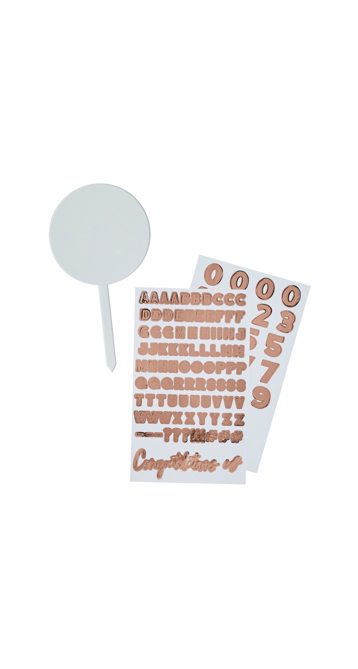 Acrylic Personalised Cake Topper With Rose Gold Sticker Sheets