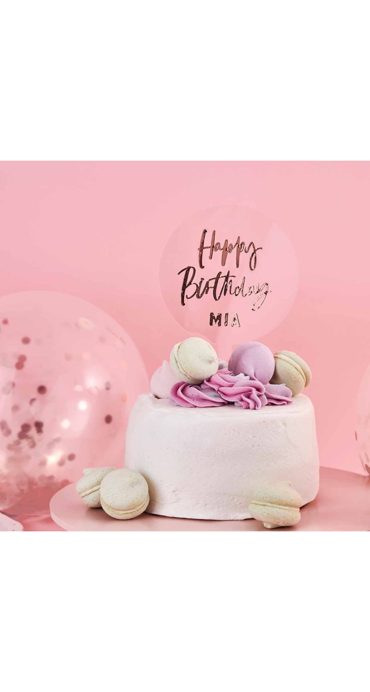 Acrylic Personalised Cake Topper With Rose Gold Sticker Sheets