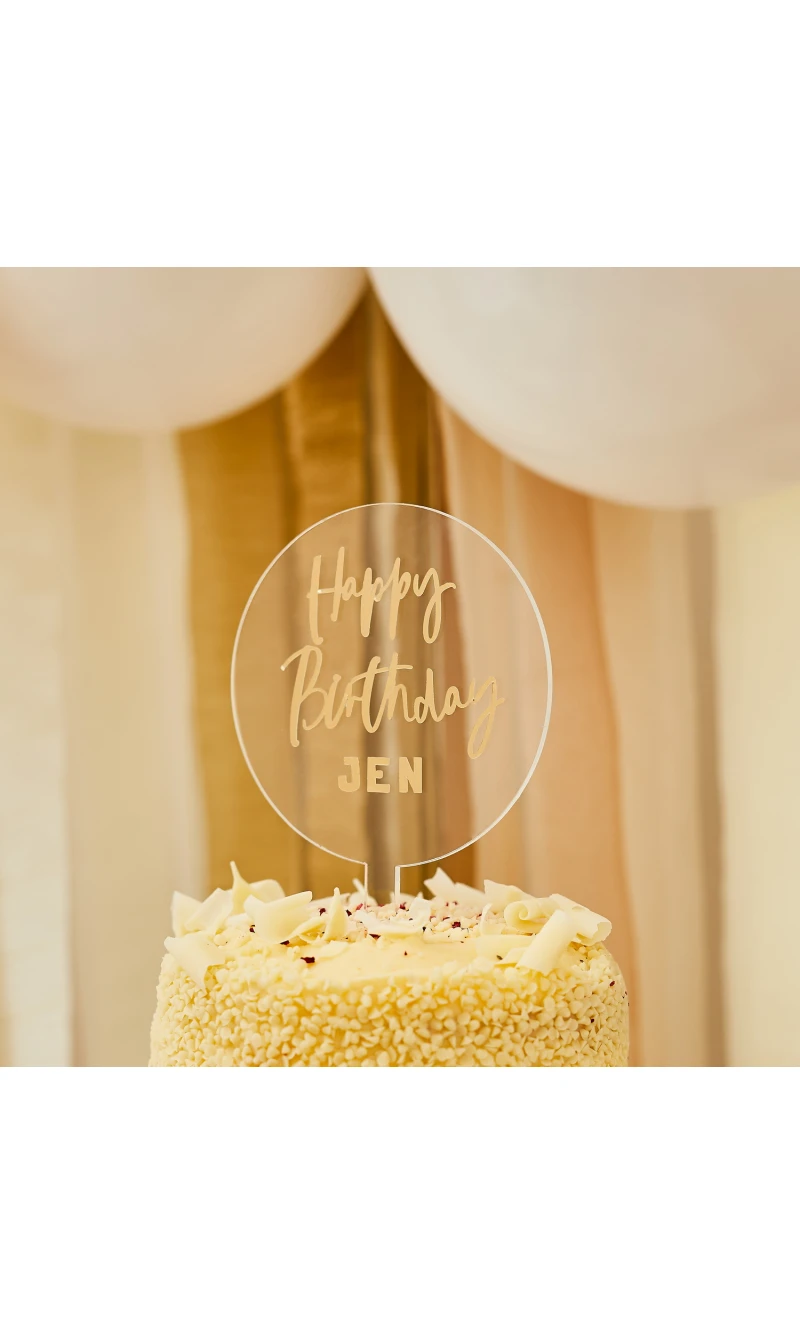 Acrylic Personalised Cake Topper With Gold Sticker Sheets