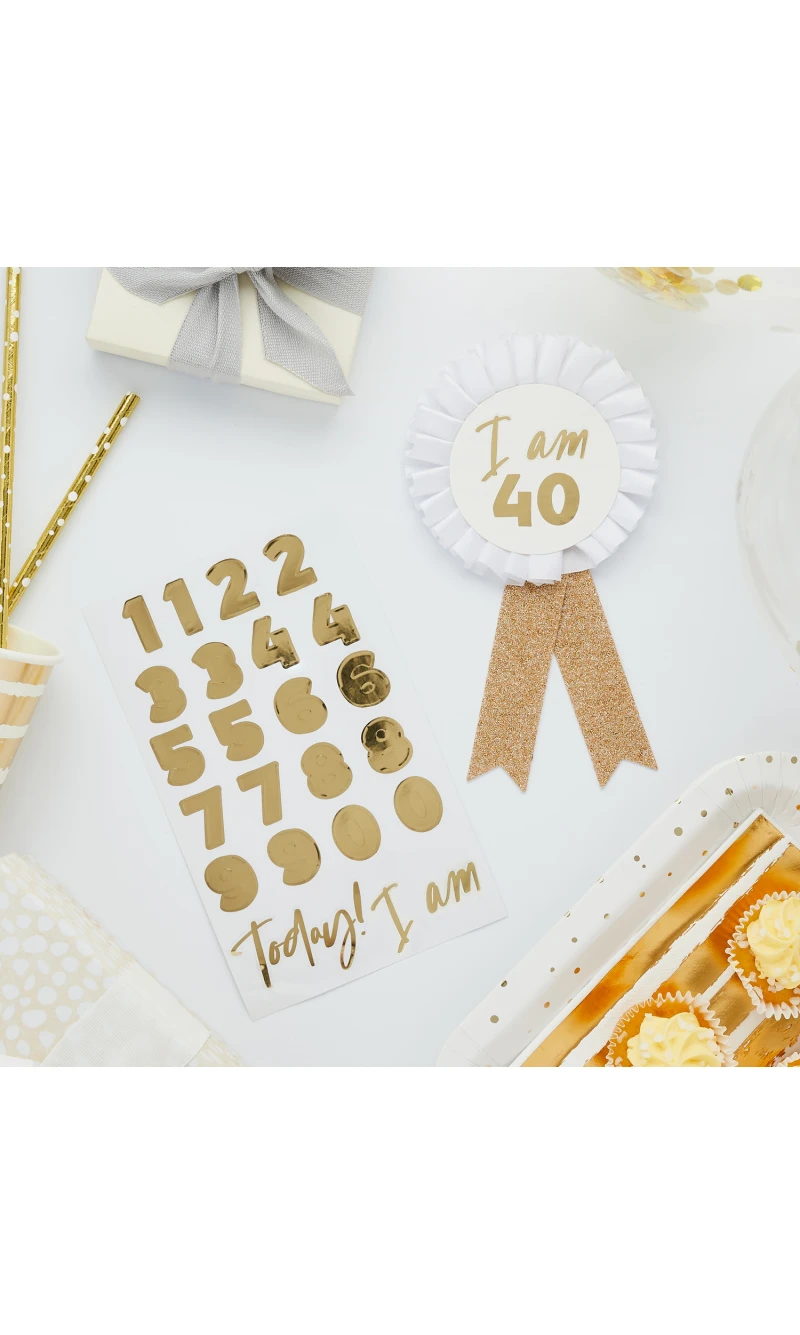 Gold Milestone Birthday Badge Personalised With Stickers
