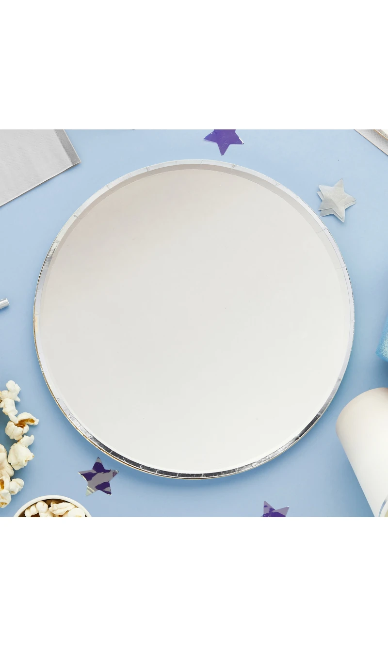 Silver & Grey Ombre Paper Plates 8pk