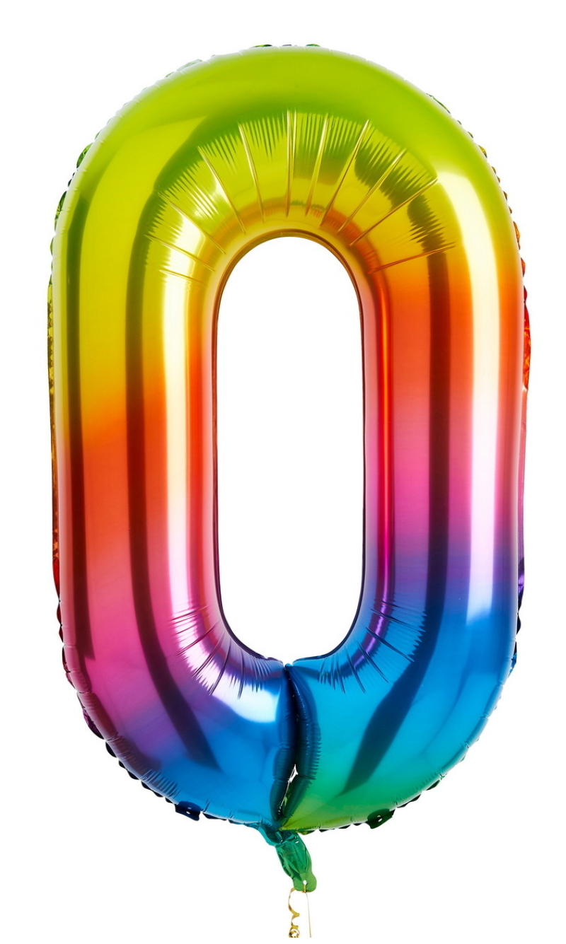 34 Inch Foil Balloon Number 0 – Rainbow