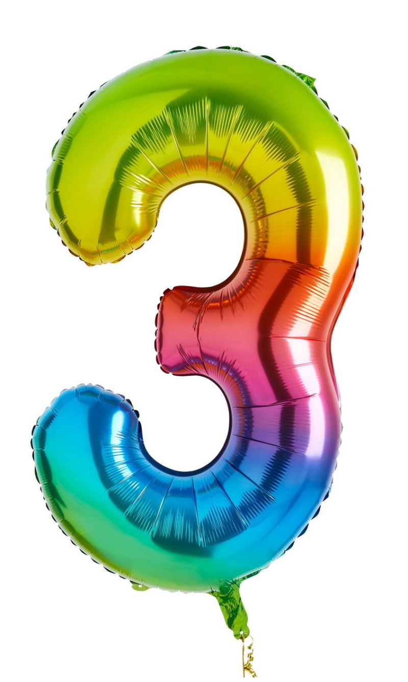 34 Inch Foil Balloon Number 3 – Rainbow