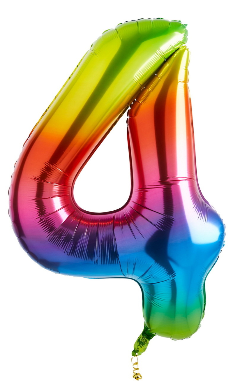 34 Inch Foil Balloon Number 4 – Rainbow
