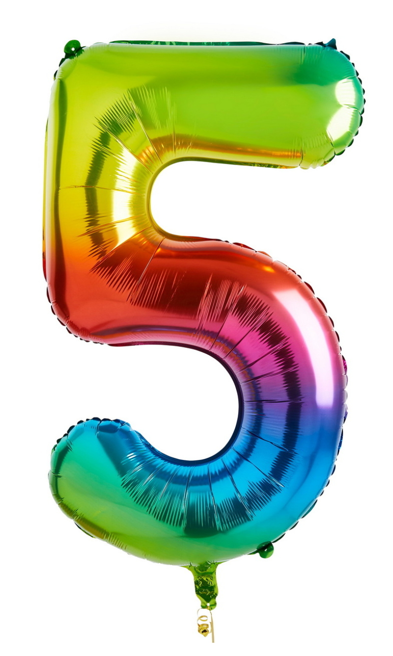 34 Inch Foil Balloon Number 5 – Rainbow