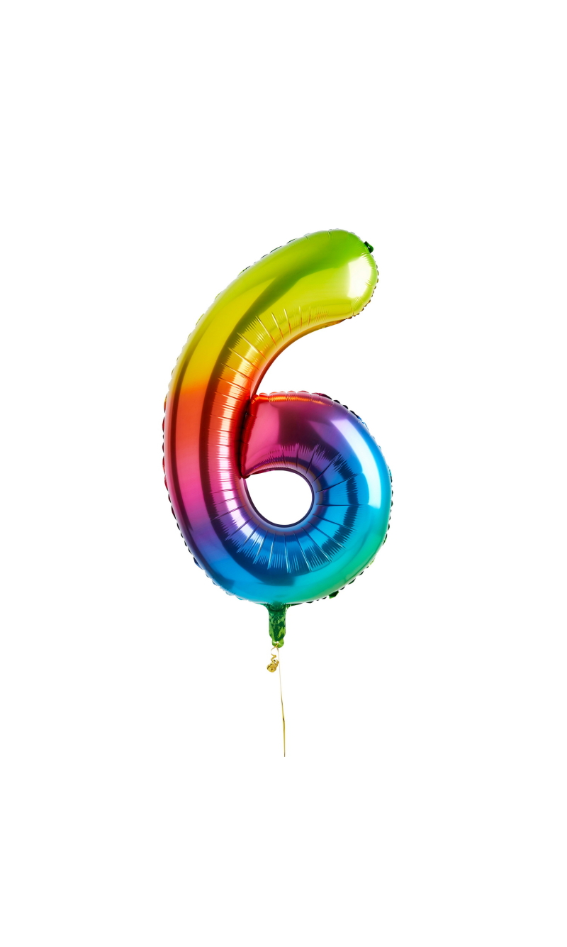 34 Inch Foil Balloon Number 6 – Rainbow