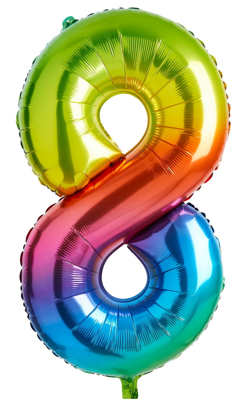 34 Inch Foil Balloon Number 8 – Rainbow