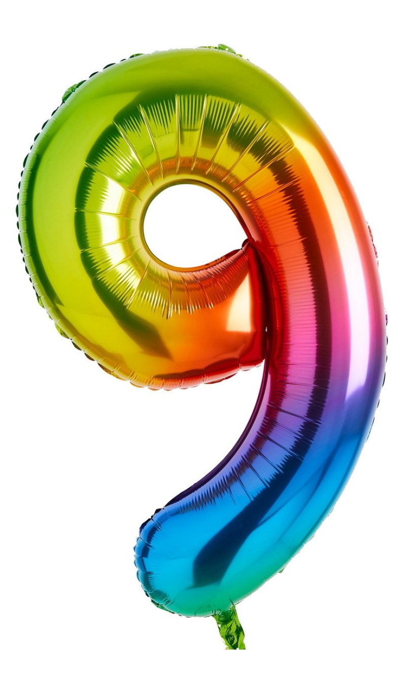 34 Inch Foil Balloon Number 9 – Rainbow