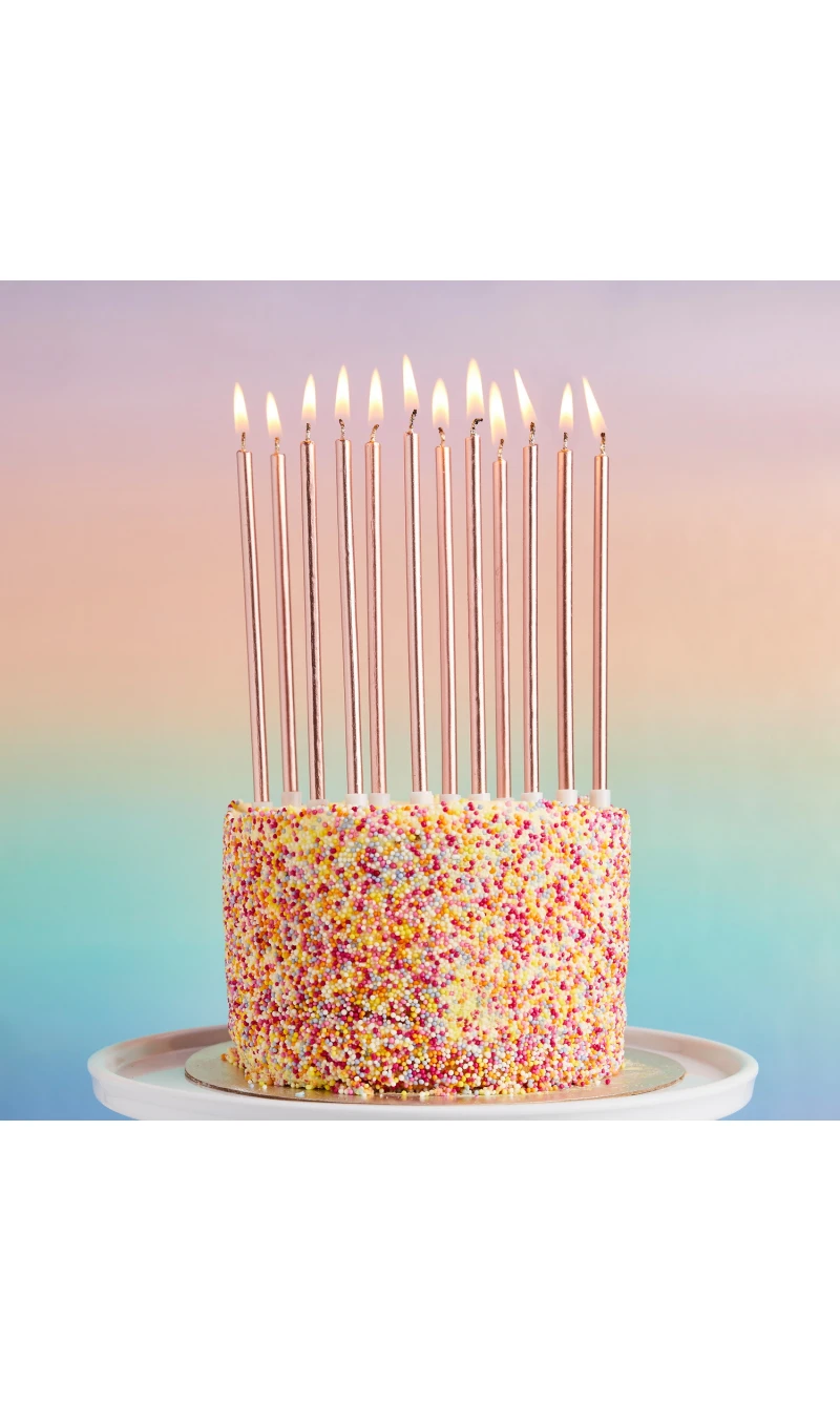 Rose Gold Tall Skinny Wax Candles 12 Pack