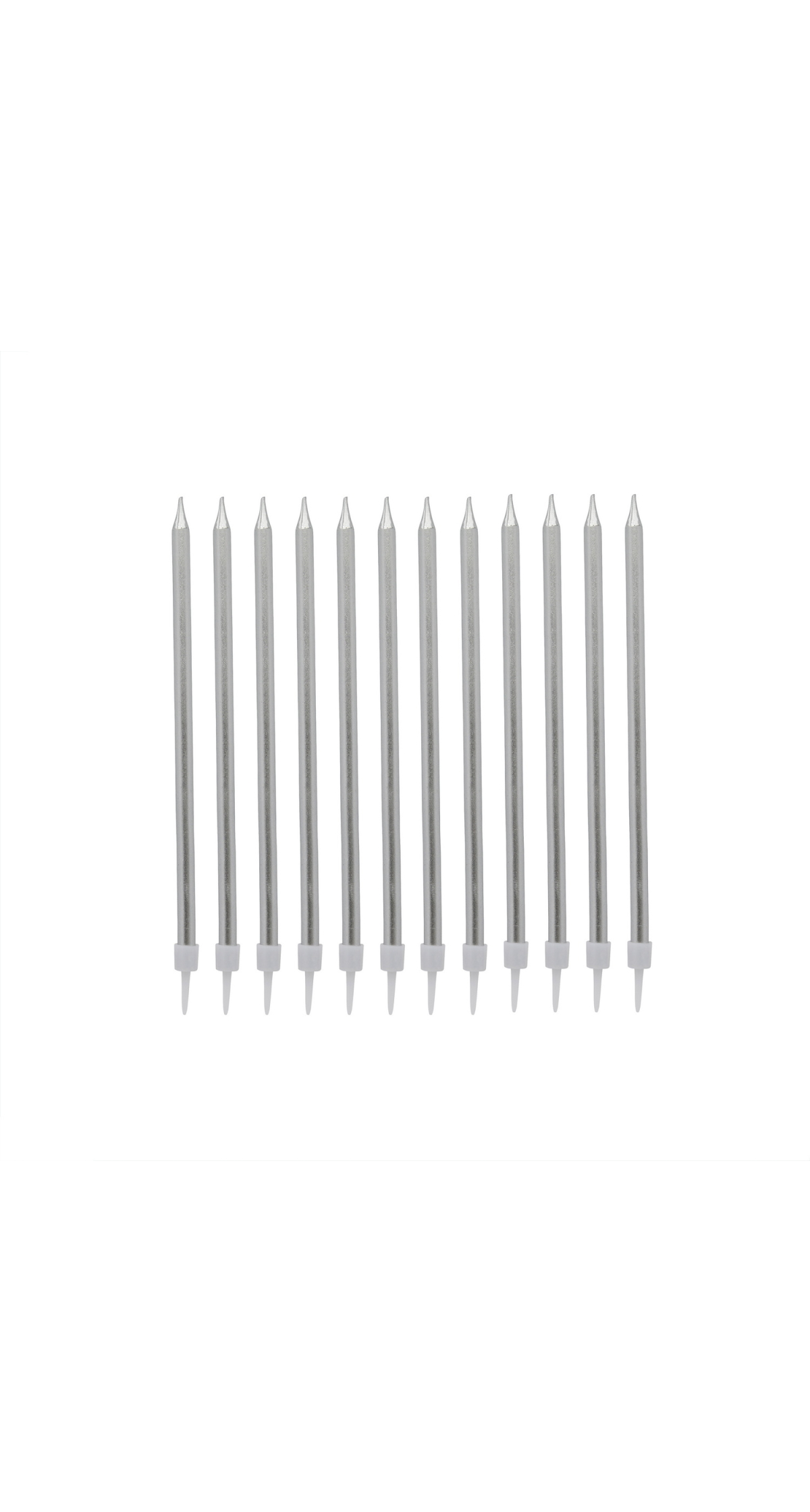 Silver Tall Skinny Wax Candles 12 Pack