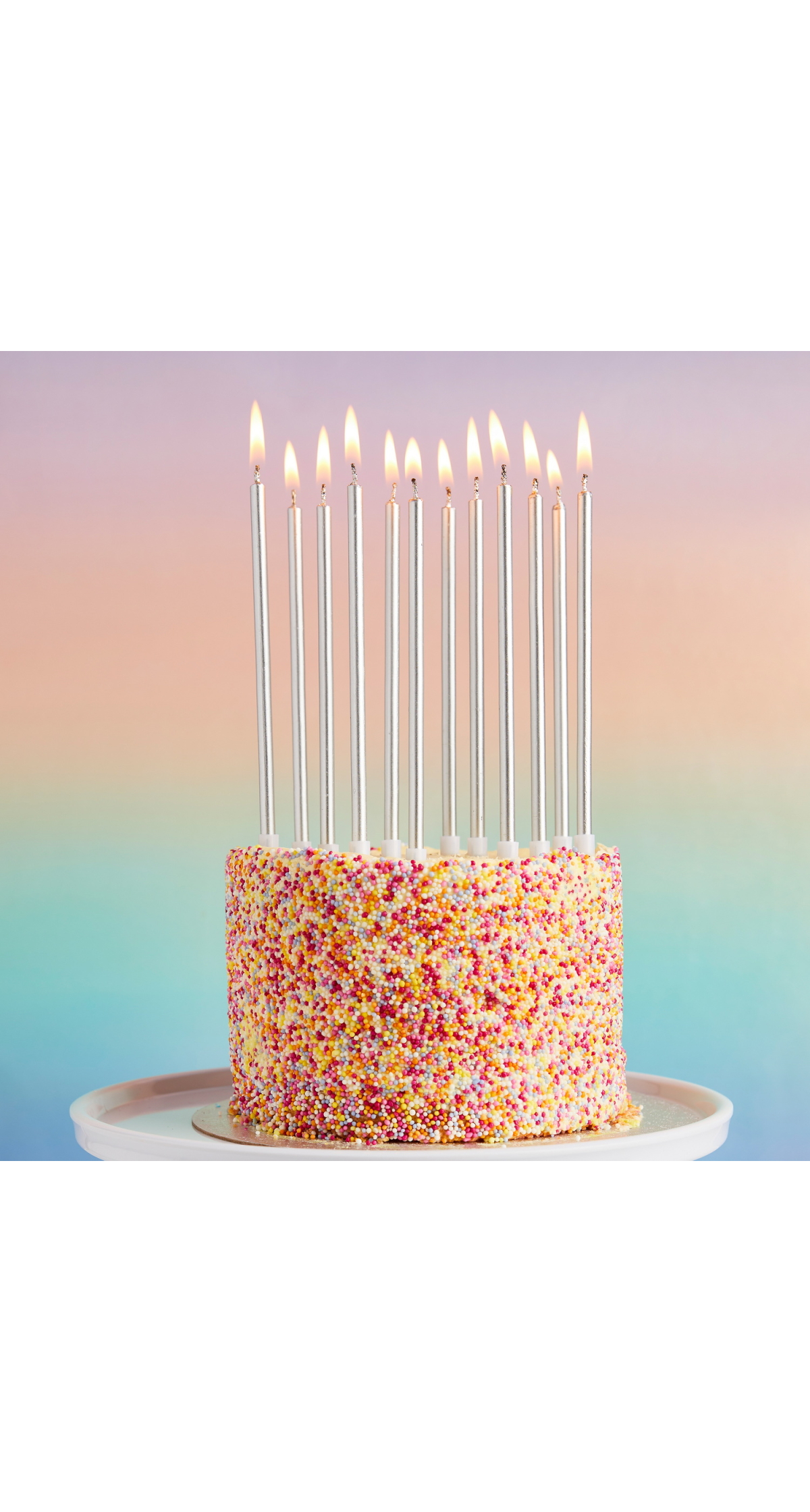 Silver Tall Skinny Wax Candles 12 Pack