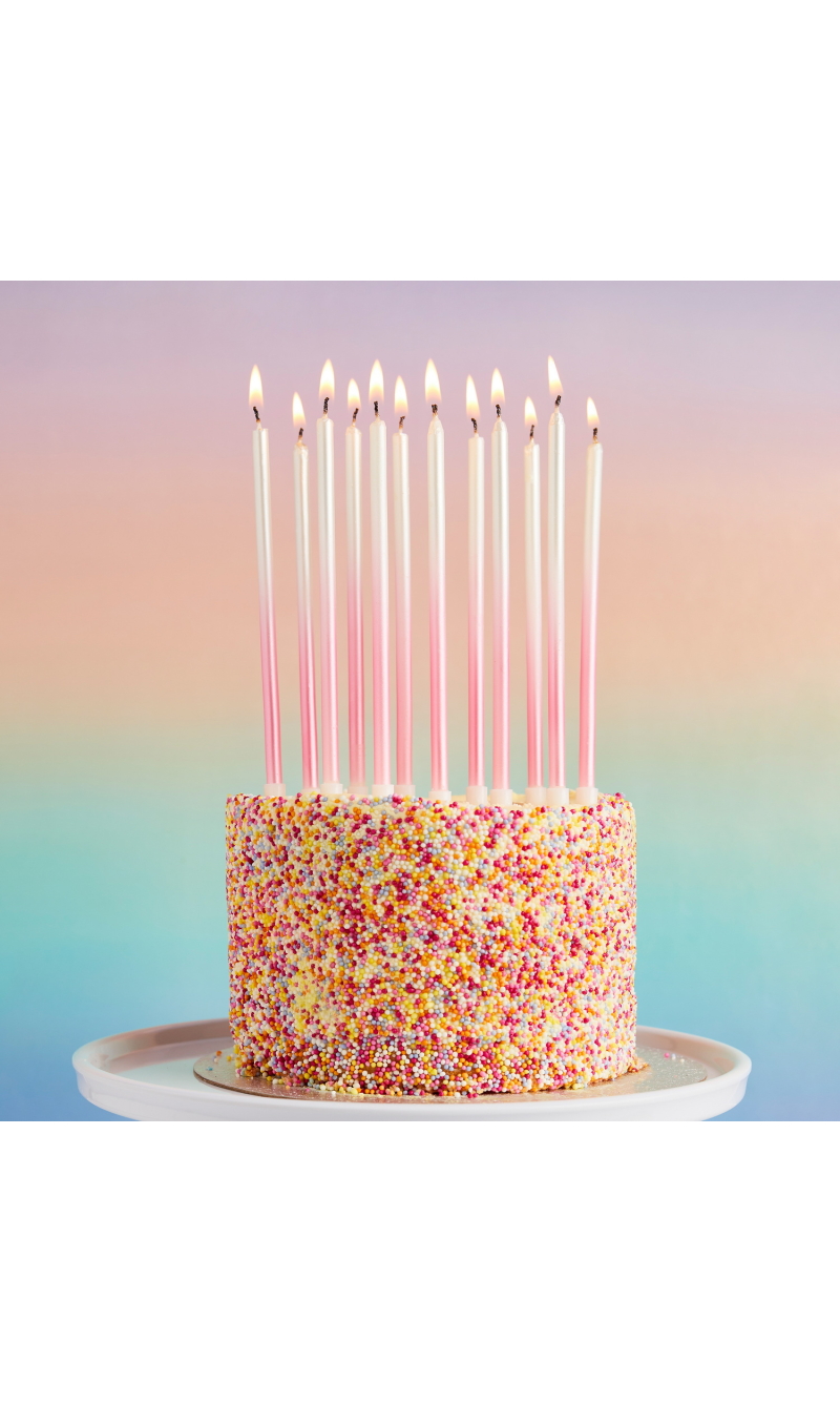 Pink Ombre Tall Skinny Wax Candles 12 Pack