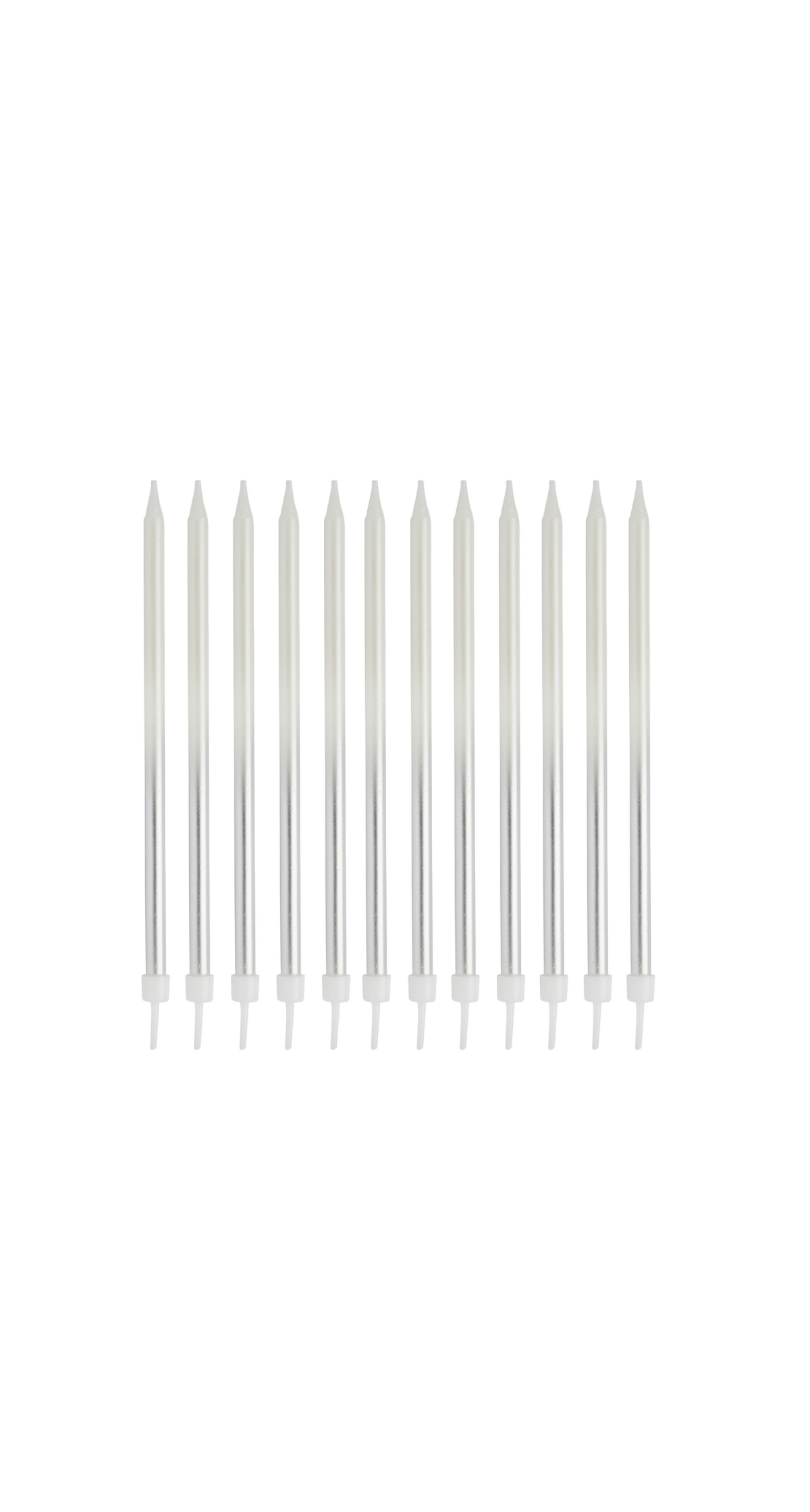 Silver Ombre Tall Skinny Wax Candles 12 Pack