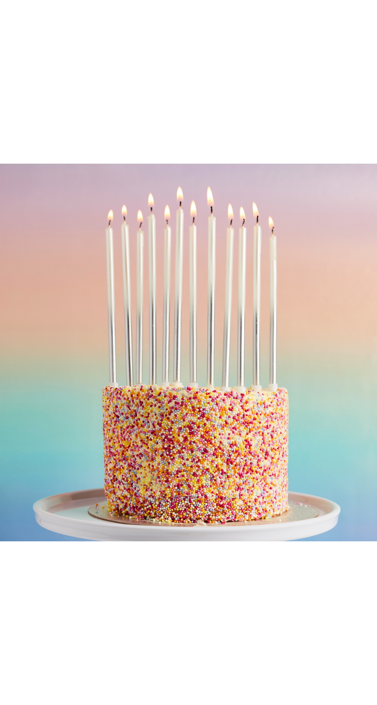 Silver Ombre Tall Skinny Wax Candles 12 Pack