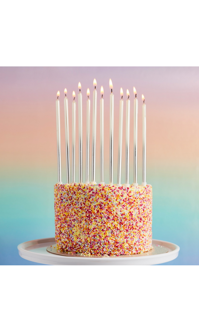 Silver Ombre Tall Skinny Wax Candles 12 Pack